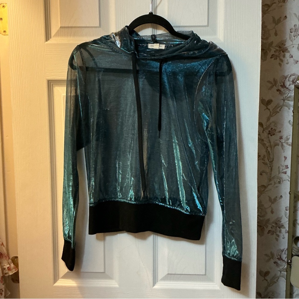 Silence + Noise Metallic Sheer Hoodie